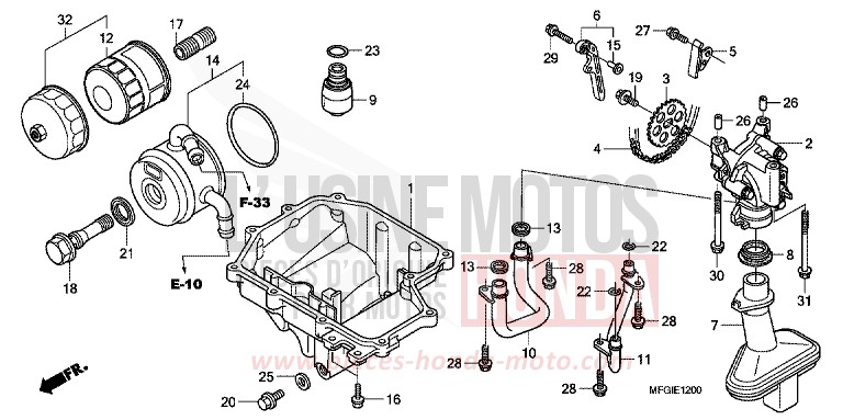 OELWANNE/OELPUMPE von Hornet ABS PEARL SIENA RED (R320) von 2010